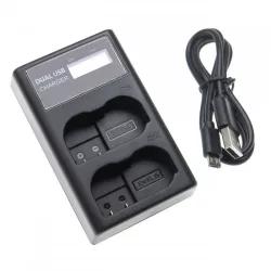   Két csatornás utángyártott akkutöltő (Micro USB / Type C) Nikon akkukhoz EN-EL15 LCD kijelzővel