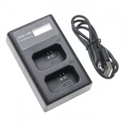   Két csatornás utángyártott akkutöltő (Micro USB / Type C) Sony akkuhoz NP-FW50 LCD kijelzővel