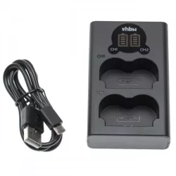   Két csatornás utángyártott akkutöltő (Micro USB / Type C) LCD kijelzővel Fujifilm NP-W235 7.2V Li-Ion akkuhoz - VHBW