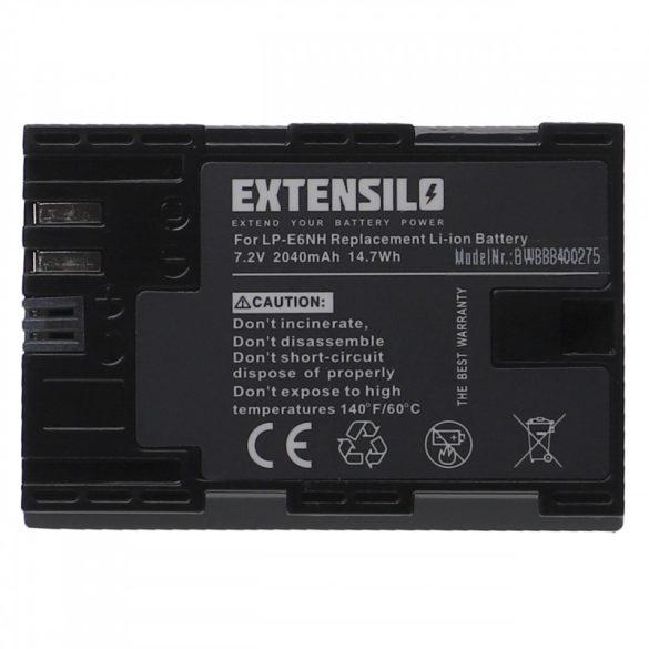 Utángyártott Canon LP-E6 LP-E6NH 2040mAh 7.2V Li-ion kamera akkumulátor