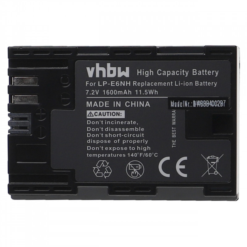 Utángyártott Canon LP-E6 LP-E6NH 1600mAh 7.2V Li-ion kamera akkumulátor
