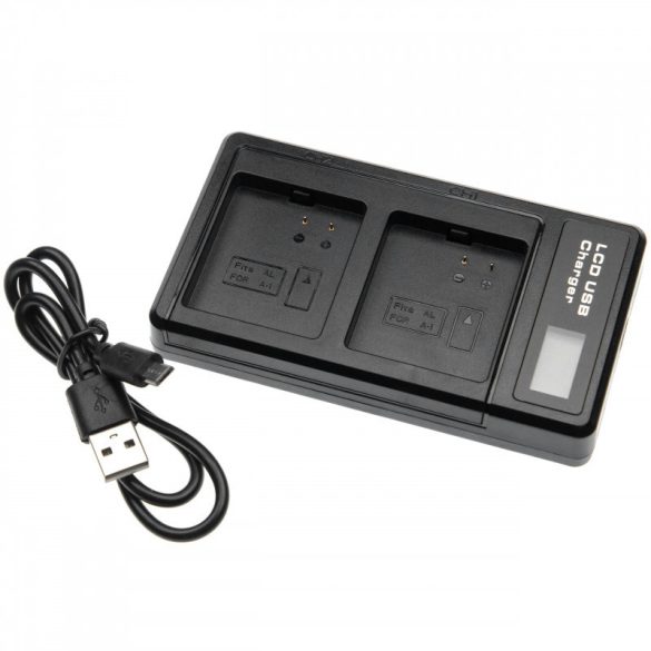 USB Kétágyas utángyártott akkutöltő LCD kijelzővel Arlo/NETGEAR 308-10029-01 fekete