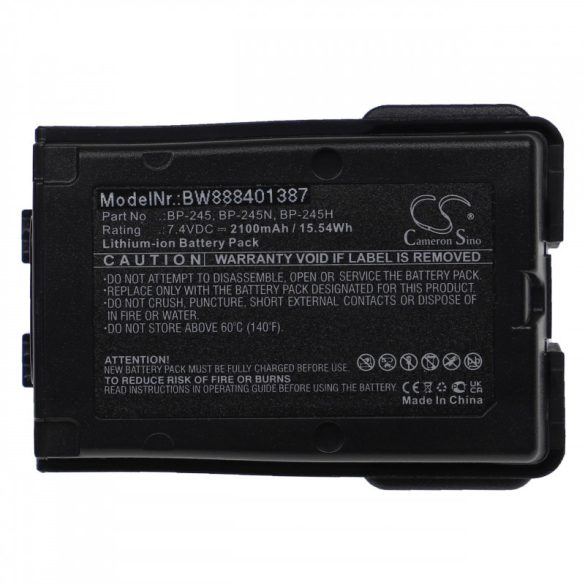 Utángyártott Icom BP-245 BP-245H BP-245N 2100mAh 7.4V Li-ion rádió akkumulátor