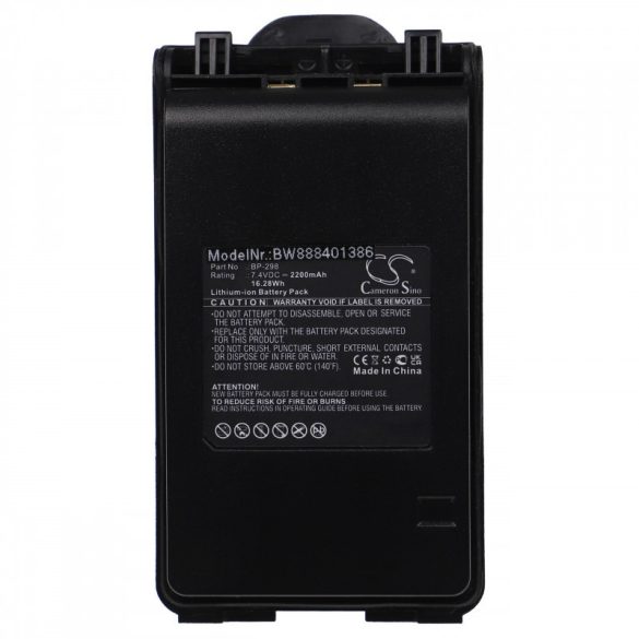 Utángyártott Icom BP-298 2200mAh 7.4V Li-ion rádió akkumulátor