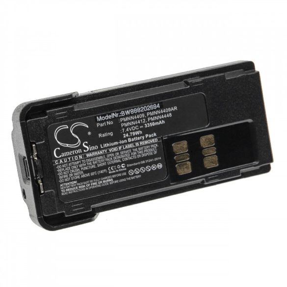 Utángyártott Motorola PMNN4406 PMNN4406BR 3350mAh 7.4V Li-ion  rádió akkumulátor övcsipesszel