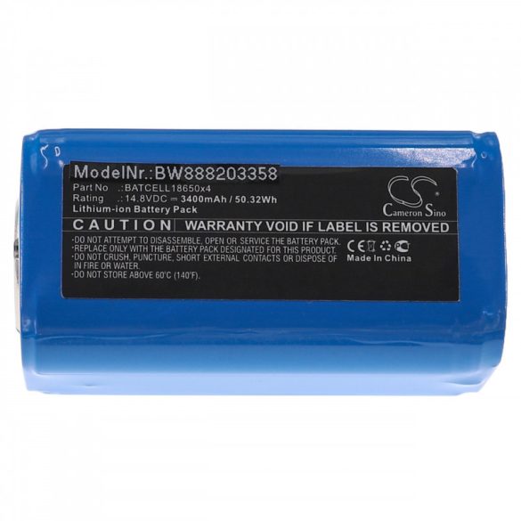 Utángyártott Bigblue BATCELL18650x4 3400mAh 14.8V Li-ion búvárlámpa akkumulátor