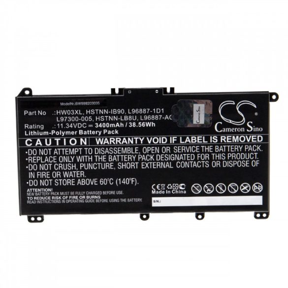 Utángyártott HP HSTNN-IB90 HSTNN-IB9O 3400mAh 11.34V Li-po laptop akkumulátor