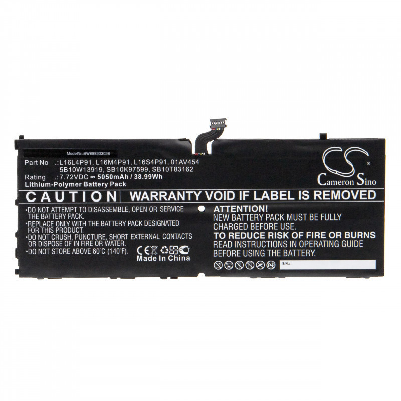   Utángyártott tablet akkumulátor Lenovo 01AV454 5B10W13919 L16L4P91 5050mAh 7.72V Li-polymer