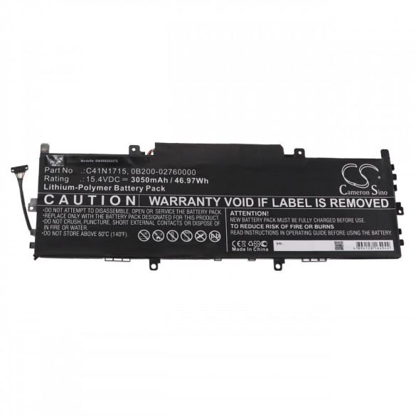 Utángyártott Asus 0B200-02760000 C41N1715 3050mAh 15.4V Li-po laptop akkumulátor