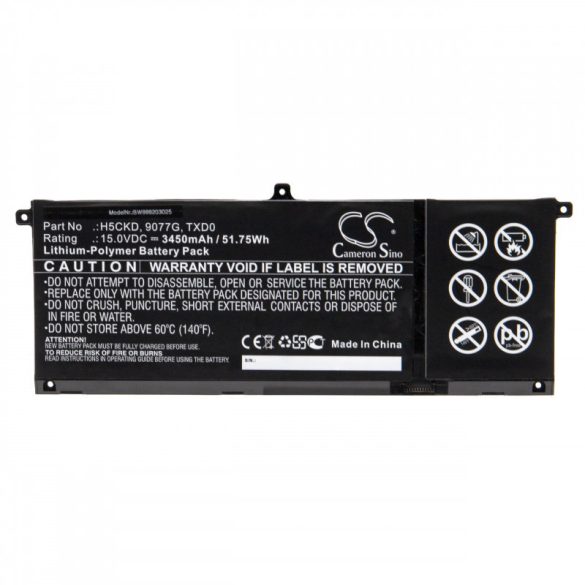 Utángyártott Dell 9077G H5CKD TXD0 3450mAh 15V Li-po laptop akkumulátor