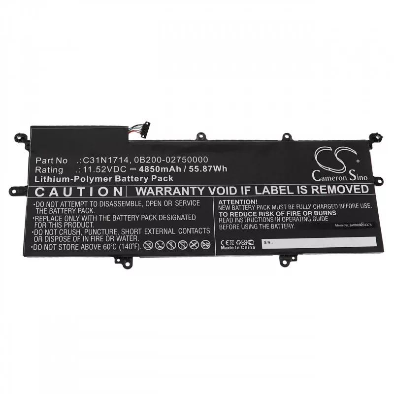 Utángyártott Asus 0B200-02750000 C31N1714 4850mAh 11.52V Li-po laptop akkumulátor Utángyártott Asus 0B200-02750000 C31N1714 4850mAh 11.52V Li-po laptop akkumulátor