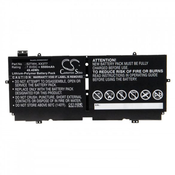 Utángyártott Dell 52TWH XX3T7 6500mAh 7.6V Li-po laptop akkumulátor