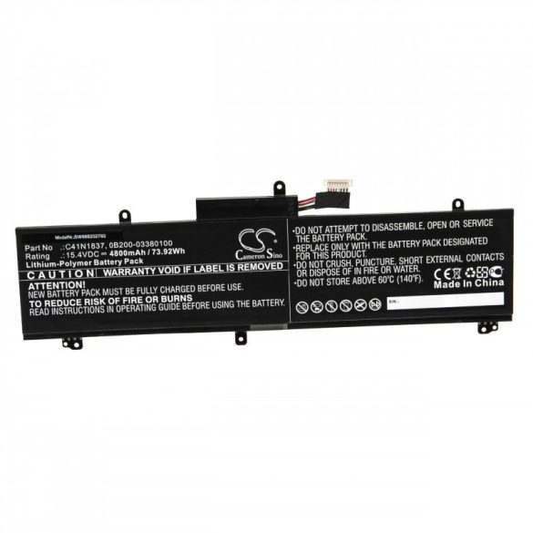 Utángyártott Asus 0B200-03380100 C41N1837 4800mAh 15.4V Li-po laptop akkumulátor