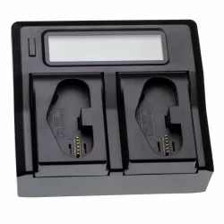  Két csatornás utángyártott akkutöltő LCD kijelzővel Canon LP-E4/LP-E19 akkuhoz