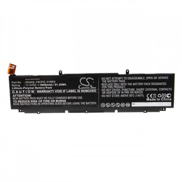 Utángyártott Dell 01RR3 F8CPG XG4K6 8000mAh 11.4V Li-po laptop akkumulátor