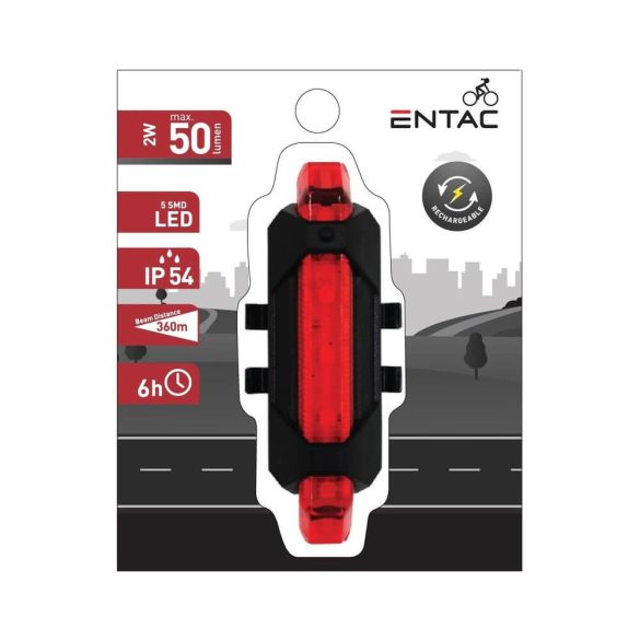 Lámpa Entac 2W Kerékpár piros tölthető