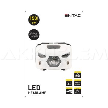   Mozgásérzékelős fejlámpa 150m 5W + piros LED tölthető IP54