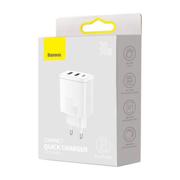 Baseus hálózati adapter 2*USB + USB-C portok 3A 30W