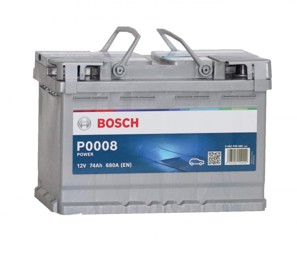 Bosch P0008 Power 12V 74Ah 680A autó akku JOBB+