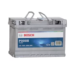 Bosch P0008 Power 12V 74Ah 680A autó akku JOBB+