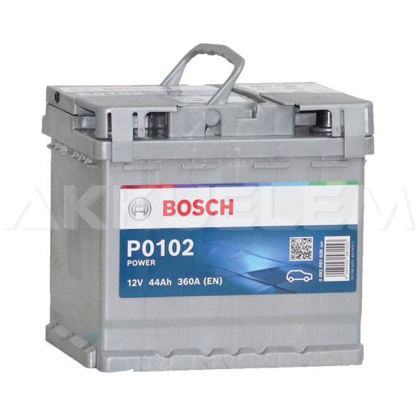 Bosch P0102 Power 12V 44Ah 360A autó akku JOBB+