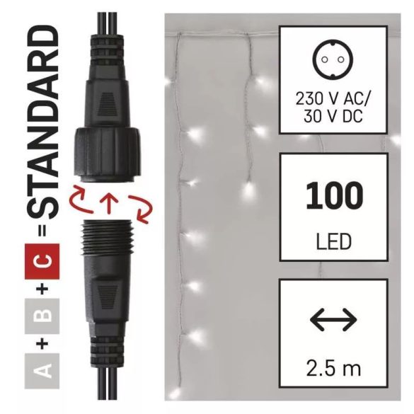 Karácsonyi fényfüzér FÜGGÖNY CNT 100LED 2,5m szél 0,9m hossz CW IP44 D1CC02