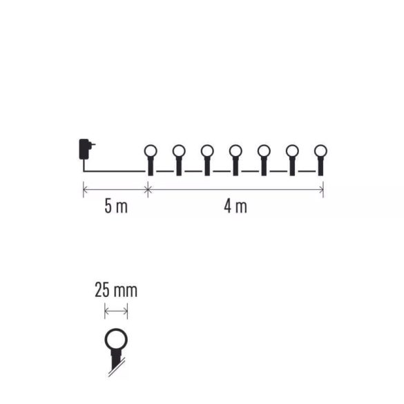 Karácsonyi fényfüzér 40LED 5+4m IP44 cherry WW D5AW01