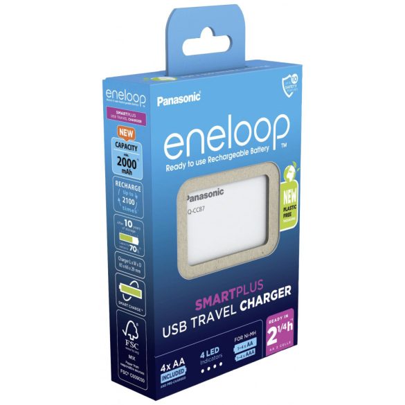 Eneloop BQ-CC87 USB  NiMH akkutöltő 2xAA 2000mAh akkuval