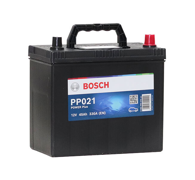   Bosch PP021 Power Plus 12V 45Ah 330A autó akku Asia vastag JOBB+