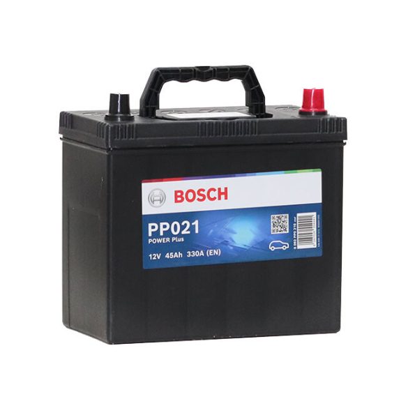 Bosch PP021 Power Plus 12V 45Ah 330A autó akku Asia vastag JOBB+