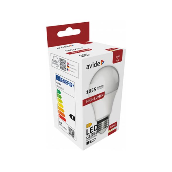 Avide LED Globe A60 9.5W E27 180° EW 2700K