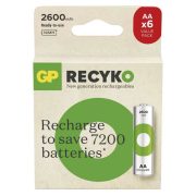   GP AA Recyko+ 2100mAh 1,2V Ni-MH akkumulátor 6db/csomag (zöld)