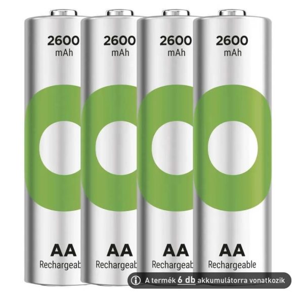 GP AA Recyko+ 2100mAh 1,2V Ni-MH akkumulátor 6db/csomag (zöld)