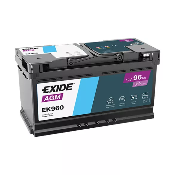 EXIDE Start-Stop AGM EK960 95AH 850A autó akkumulátor JOBB+