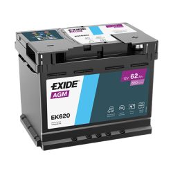   EXIDE Start-Stop AGM EK620 12V 62Ah 680A autó akkumulátor JOBB+