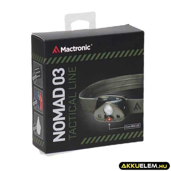 MacTronic Nomad 03 fejlámpa 3*AAA 340lum Cree XP-L LED + piros/zöld/kék