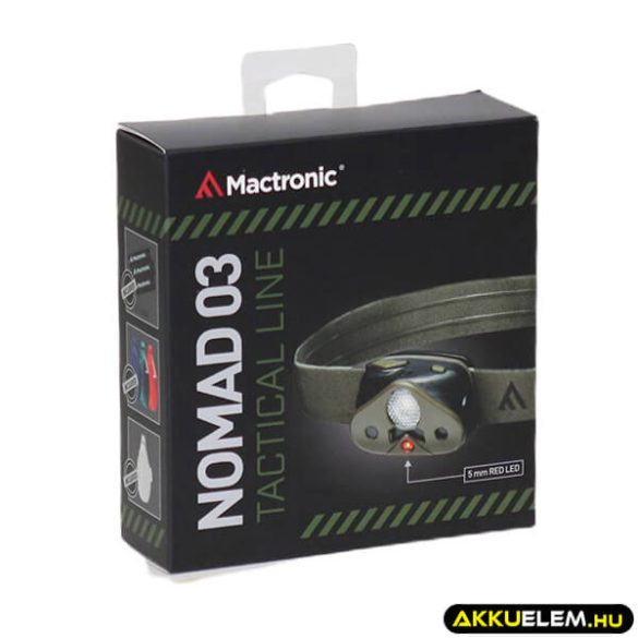 MacTronic Nomad 03 fejlámpa 3*AAA 340lum Cree XP-L LED + piros/zöld/kék