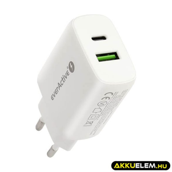 everActive USB töltő SC-370Q fehér QC3 + USB-C 25W