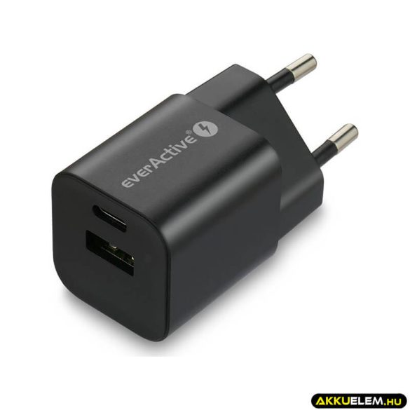 everActive USB töltő SC-390QB fekete QC3 + USB-C 30W