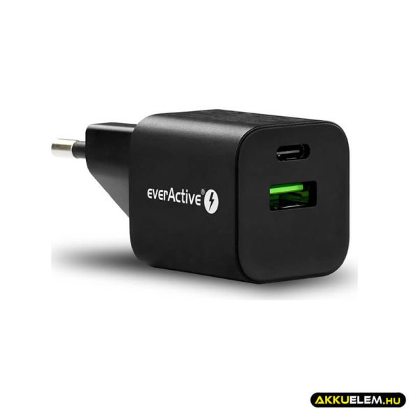 everActive USB töltő SC-390QB fekete QC3 + USB-C 30W