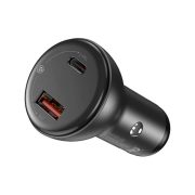   Baseus gyors autós töltő 12-24V 65W  1USB+ 1USB-C voltmérővel PD3 + kábel