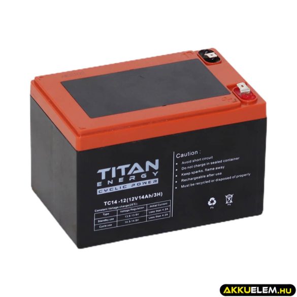 Titan Energy Cyclic AKKUMULÁTOR 12V 14Ah 6-DZM-14 - F2 csúszósarus