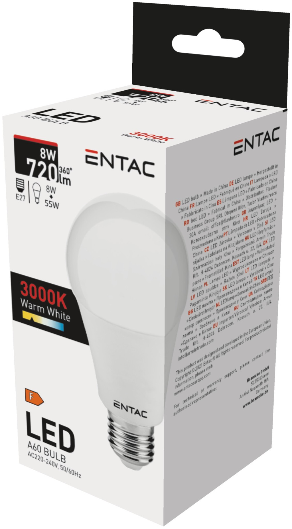 Entac LED Globe E27 8W izzó 