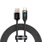 Baseus kábel USB - USB-C 2m fekete 66W kijelzővel