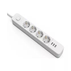   Hálózati hosszabbító 3xUSB 4xEU-foglalat Kapcsolóval 1.5m A 3G1.5 Entac D2