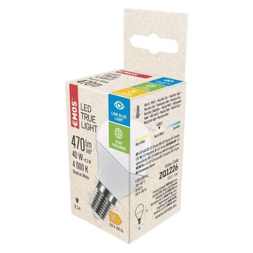 True Light Mini Globe / E14 / 4,2 W (40 W) / 470 lm / természetes fehér