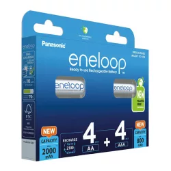   Eneloop 4db+4db AA 2000mAh és AAA 800mAh 1,2V akkumulátor (ár/csomag)