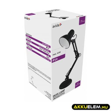   Avide Basic Asztali Lámpa Fekete Plasztik Max.60W E27 LED (izzó nem tartozék!)