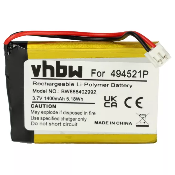 Audioline 494521P, BPCK1500LI - 1400mAh 3.7V Li-polymer babafigyelő akku - VHBW