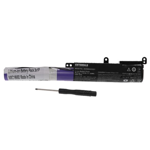 Asus A31N1601, 0B110-00440000, 0B110-00440100, A31LP4Q - 2500mAh 10.8V Li-ion notebook akku